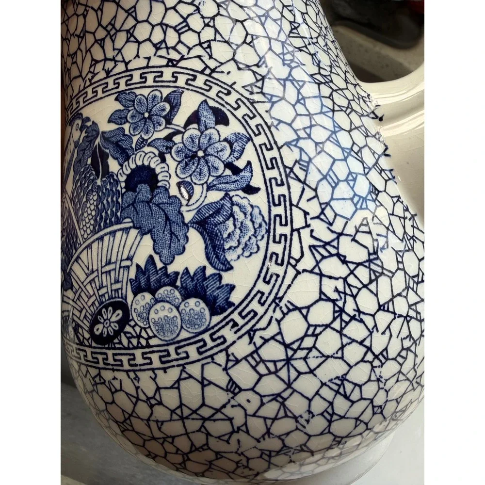 Adams Chinese Bird Blue White Ironstone Coffee Pot Tea Pot English Transferware